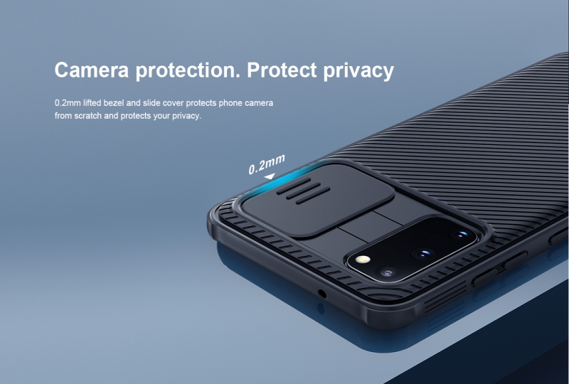 Ốp Lưng Samsung Galaxy S20 Chính Hãng Nillkin CamShield thiết kế dạng camera đóng mở giúp bảo vệ an toàn cho Camera của máy, màu sắc đen huyền bí sang trọng rất hợp với phái mạnh.